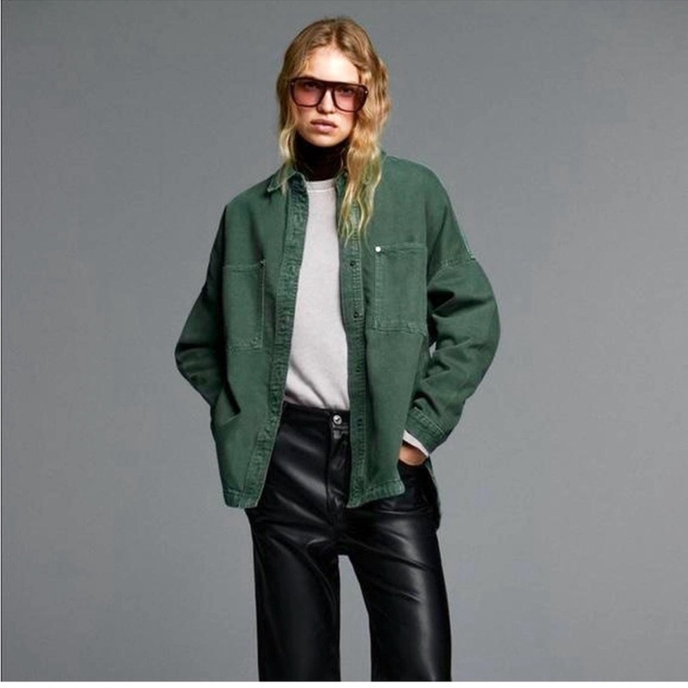 Zara Women's Green Jean Jacket